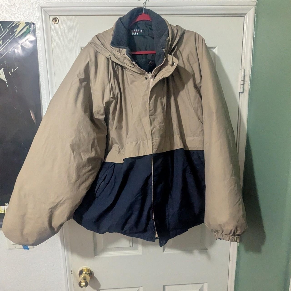 Trader Bay Vintage Cream and Navy Puffer Jacket